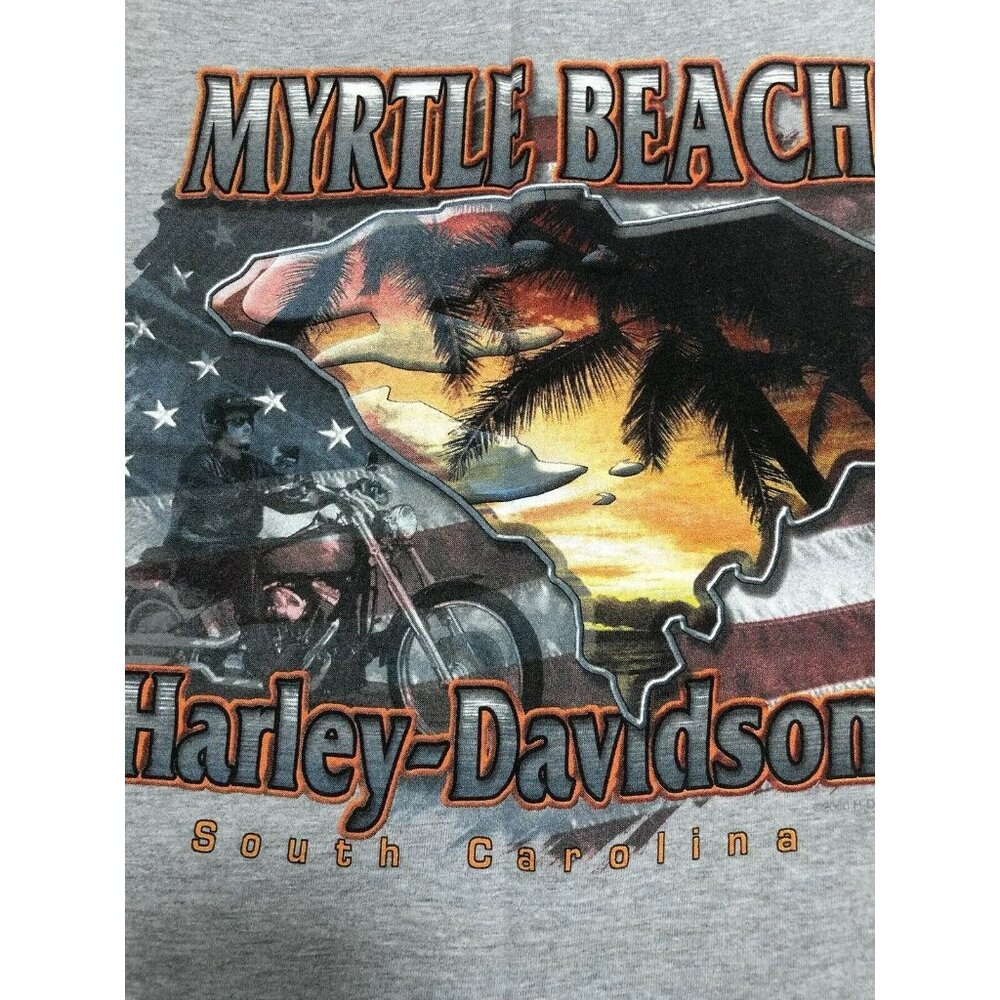 Harley Davidson Myrtle Beach Men T Shirt Patriotic USA Flag South Carolina Tee M - Picture 3 of 7